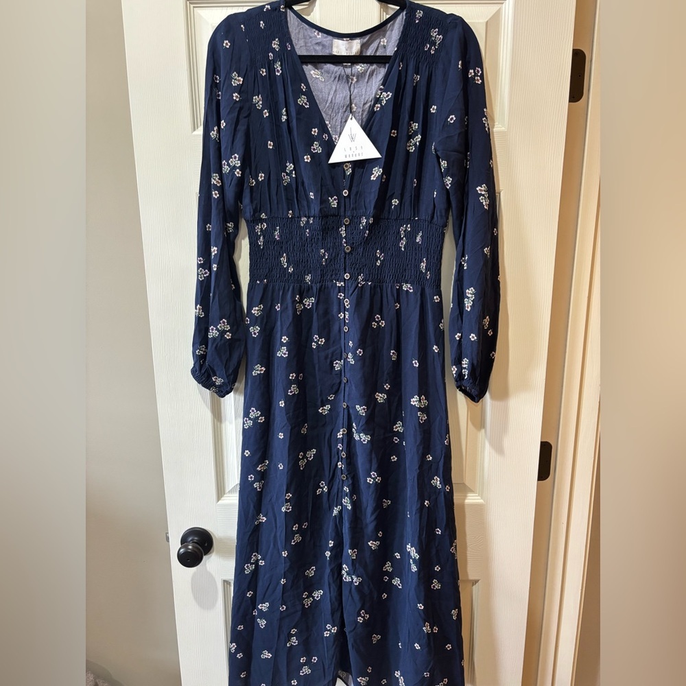 Lost + Wander NWT Floral Navy Dress